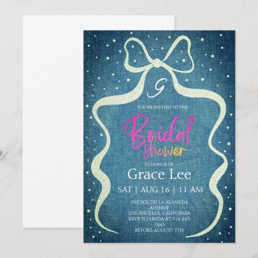 Rustic Denim Bridal Shower Invitation (Devant / Derrière)