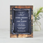 Rustic Denim Handwritten Country Cowboy Wedding Kaart (Staand voorkant)