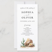 Rustic Desert Cactus Programme de mariage aquarell (Devant)