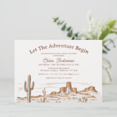 Rustic Desert laat het avontuur beginnen met Baby Kaart (Staand voorkant)