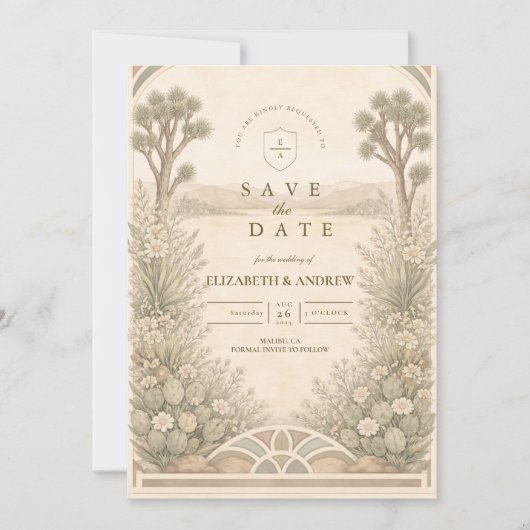 Rustic Desert Meadow Wedding Save The Date (Voorkant)