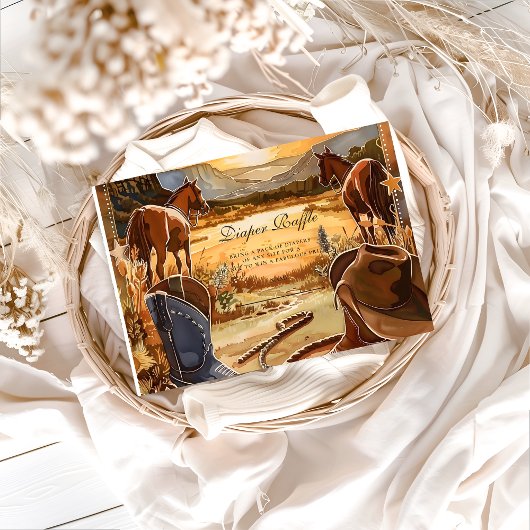 Rustic Desert Rodeo Diapper Raffle Informatiekaartje
