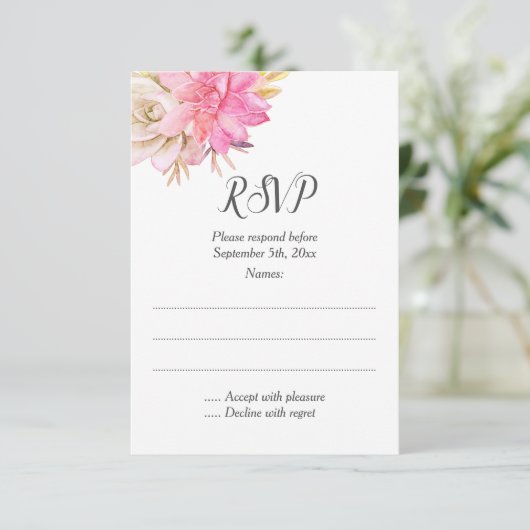 Rustic Desert Succulents Mariage Répondre Cartes (Debout devant)