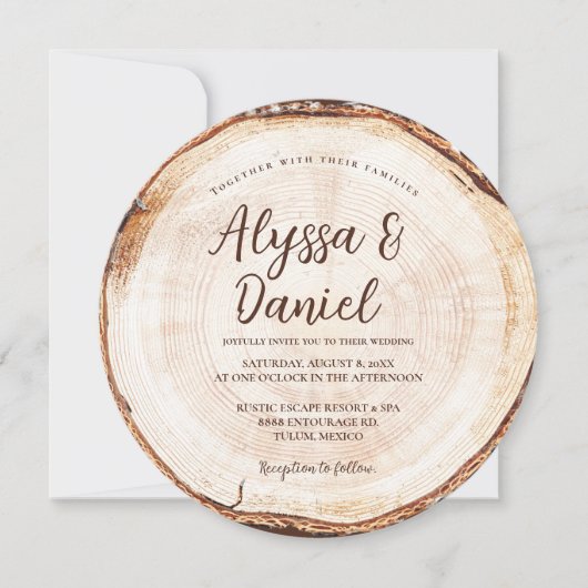Rustic Destination Wedding Forest Wood Tree-ringen Kaart (Voorkant)