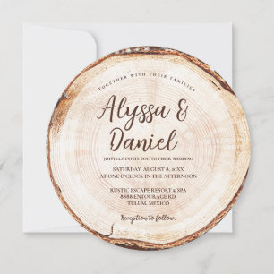 Rustic Destination Wedding Forest Wood Tree-ringen Kaart