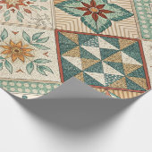 Rustic Diamond Patchwork Pattern - Geometrisch Cadeaupapier (Hoek)