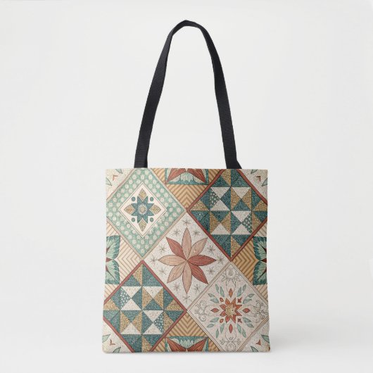 Rustic Diamond Patchwork Pattern - Geometrisch Draagtas (Voorkant)