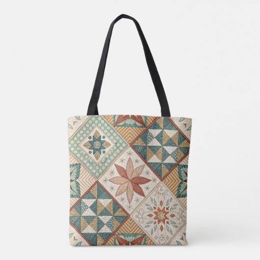Rustic Diamond Patchwork Pattern - Geometrisch Draagtas (Achterkant)