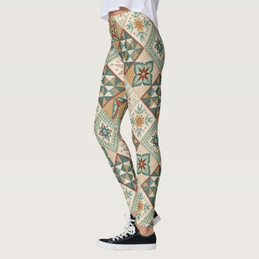 Rustic Diamond Patchwork Pattern - Geometrisch Leggings (Links)