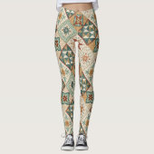 Rustic Diamond Patchwork Pattern - Geometrisch Leggings (Voorkant)