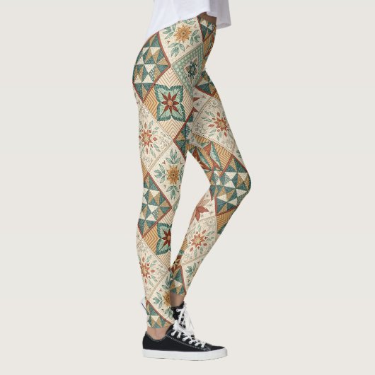 Rustic Diamond Patchwork Pattern - Geometrisch Leggings (Rechts)