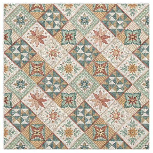 Rustic Diamond Patchwork Pattern - Geometrisch Stof (Swatch)