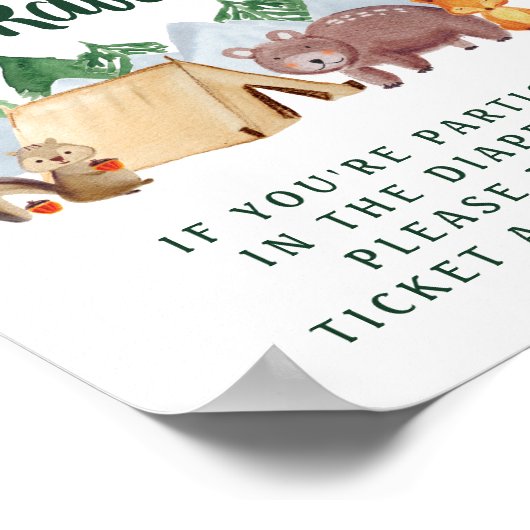 Rustic Diaper Raffle Woodland Animals Baby shower Poster (Hoek)