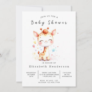 Rustic Digital Giraffe Baby shower Kaart