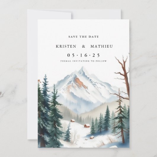Rustic Digital Mountain Save The Date (Voorkant)