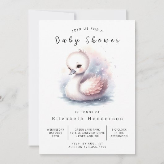 Rustic Digital Swan Baby shower Kaart (Voorkant)