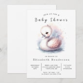 Rustic Digital Swan Baby shower Kaart (Voorkant / Achterkant)
