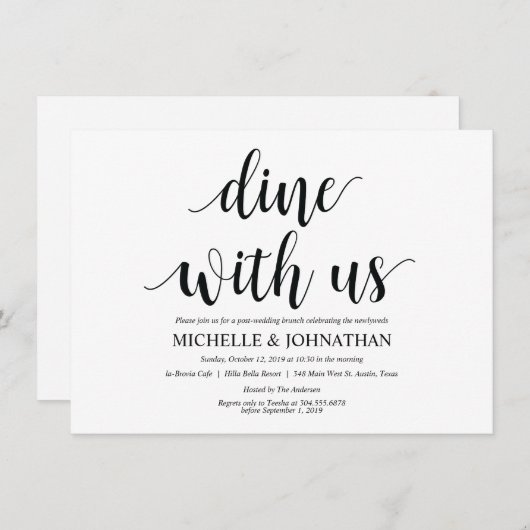 Rustic Diner avec nous Brunch Invitation Card (Devant / Derrière)