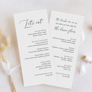 Rustic Dîner Mariage et boissons Menu