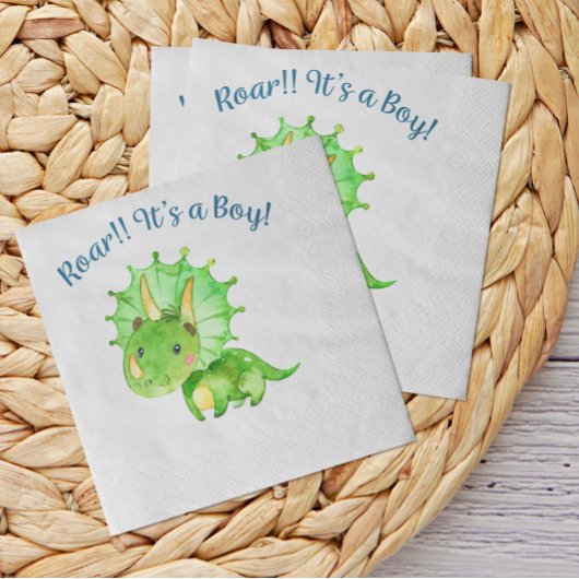 Rustic Dinosaur Baby shower Boy Napkin Servet