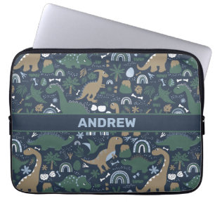 Rustic Dinosaur Forest Prehistalized Personalized Laptop Sleeve