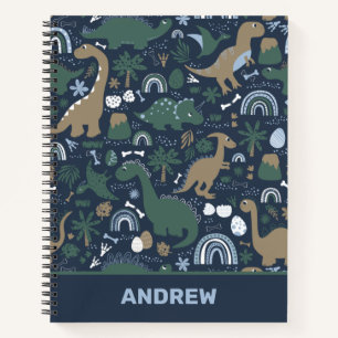 Rustic Dinosaur Forest Prehistalized Personalized Notitieboek