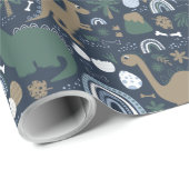 Rustic Dinosaur Forest Prehistorische Kinderen Cadeaupapier (Rol Hoek)