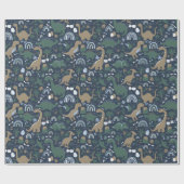 Rustic Dinosaur Forest Prehistorische Kinderen Cadeaupapier (Vlak)