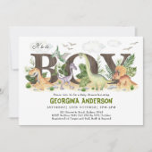 Rustic Dinosaur Prehistorische Forest Boy Baby sho Kaart (Voorkant)