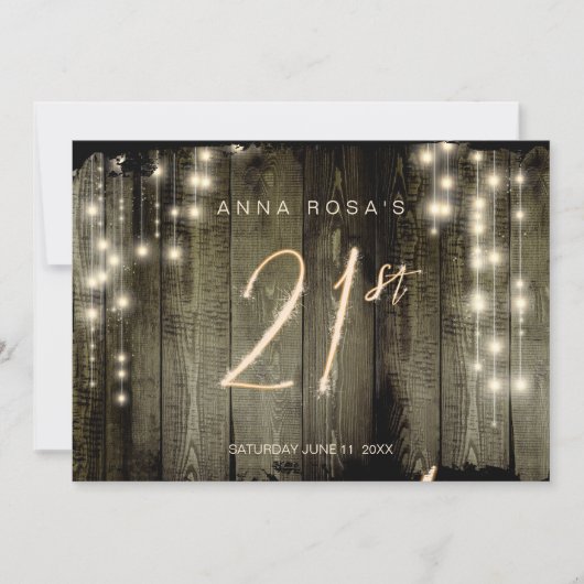 *~* Rustic Distress Barn Wood 21st Birthday Inv Kaart (Voorkant)