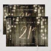 *~* Rustic Distress Barn Wood 21st Birthday Inv Kaart (Voorkant / Achterkant)