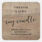 Rustic Distressed Burlap Eigen kaars Label (Voorkant)