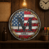 Rustic Distressed USA Vlag 4 juli Monogrammed Dartbord