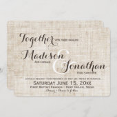 Rustic Distsed Linen Design Wedding Invitations Kaart (Voorkant / Achterkant)
