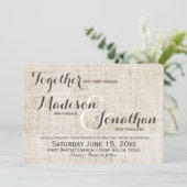 Rustic Distsed Linen Design Wedding Invitations Kaart (Staand voorkant)