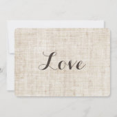 Rustic Distsed Linen Design Wedding Invitations Kaart (Achterkant)