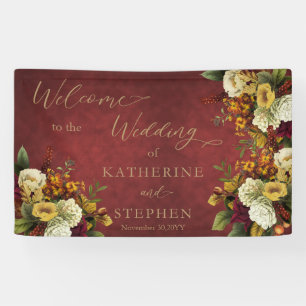 Rustic Dk Red   Oranje Floral Bouquet Wedding Spandoek