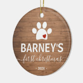 Rustic Dog eerste kerstvakantie Keramisch Ornament (Links)