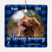 Rustic Dog Memorial Blue Pset Loss Keepslag Keramisch Ornament (Achterkant)