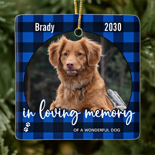 Rustic Dog Memorial Blue Pset Loss Keepslag Keramisch Ornament
