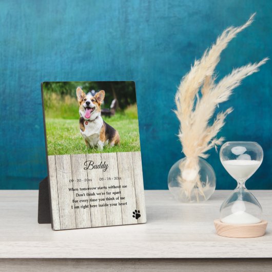 Rustic Dog Memorial Foto Quote Keepomwille Plaque Fotoplaat (Zijkant)