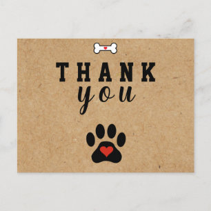 Rustic Dog Paw Custom Dank je Briefkaart