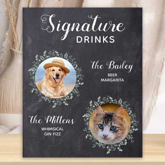 Rustic Dog Signature Drink Pet Wedding Cocktail Poster