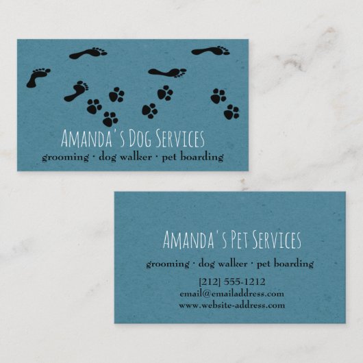 Rustic Dog Sitter Pet Services Grooming Pw Path Visitekaartje (Voorkant / Achterkant)