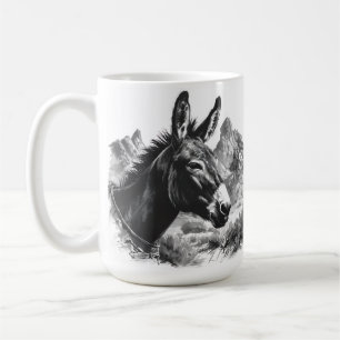 Rustic Donkey Portret in zwart en wit Koffiemok