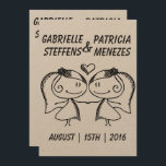 Rustic Doodle Faire-part de mariage lesbienne<br><div class="desc">Les lois sur le mariage LGBT font le tour du monde et nous ne pourrions pas être plus heureux. Pour célébrer ce jugement historique depuis longtemps attendu, nous présentons une jolie illustration d'un couple sur une belle carte de faire-part de mariage en papier Kraft lesbienne rustique. Un super mignon doodle...</div>