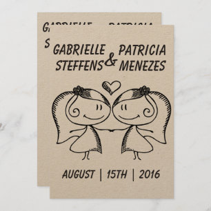 Rustic Doodle Faire-part de mariage lesbienne