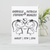 Rustic Doodle Lesbian Wedding Uitnodiging (Staand voorkant)