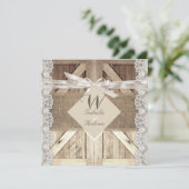 Rustic door bruiloft beige lace Wood Burlap Kaart (Staand voorkant)