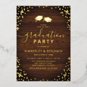 Rustic Double Afstudeerfoto Afstudeercadeau Folie Uitnodiging (Voorkant)